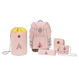 LÄSSIG Schulranzen Set mit Sporttasche, Federmäppchen, Stiftemäppchen, Turnbeutel und Brustbeutel ab 6 Jahre/School Bag Set Adventure Tipi, 40 cm