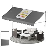 Sol Royal Klemmmarkise 4m breit ohne Bohren – Klemm-Markise mit Handkurbel Balkon Terrassen Sonnenschutz - Standmarkise Anthrazit UV-Beständig Balkonmarkise zum Klemmen Witterungsbeständig BM3