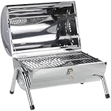 RESCH 502598 mobiler Holzkohle Grill klappbar, Edelstahl Tischgrill tragbar, Holzkohlegrill ideal für unterwegs, 46x28x36 cm