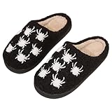 Halloween Hausschuhe Damen Herren Winter Warm Slipper Leichte Plüsch Schlappen Baumwolle Flache Slippers rutschfest Hüttenschuhe Fleece-Futter Drinnen Hausschlappen Fashion Haushaltsschuhe