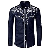 Herren Hemd Langarm Nationalität Trachtenhemd Leicht Regular Fit Freizeithemd Bügelfrei Button Down Elegant Urlaub Hemd Herrenhemden Langarmhemd Oberteile