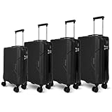 deluxe4home® 4 TLG. Hartschalenkofferset Reisekoffer Koffer & Trolley Schwarz I Kofferset ABS-Hartschale mit 4 Rollen I Reisetaschen Gepäck Rollkoffer Handgepäck Groß