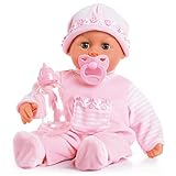 Bayer Design 93824CK Babypuppe interaktiv, sprechend, Schlafaugen, weicher Körper, 24 Babylaute, 38 cm, Rosa