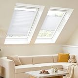 Grandekor Plissee Saugnapf ohne Bohren Crush 50x130cm Weiß,Plisseerollo für Dachfenster, Blickdichtes Faltrollo Innen, Sonnenschutz für Fenster ohne Werkzeug, Verstärkter Halt & Aluschiene