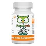 Omega 3 Kapseln - hochdosiert 229 mg mit 125 mg DHA und 63 mg EPA - bioaktiv & vegan aus Algenöl - Produktion in Deutschland - ohne Zusätze - kleine Kapseln statt Tabletten & Tropfen - Vitamineule®