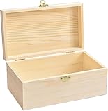 Elektheim Holzkiste mit Deckel 25 * 15 * 8cm, Holztruhe Erinnerungsbox Holzschachtel Box Allzweckkiste Klappverschluss Aufbewahrungsbox Schmuckkästchen mit Metall Scharnierdeckel Erinnerungskiste