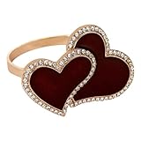 Valentine Serviettenringe, Metall-Serviettenringe, vergoldet, rotes Herz, Paar, Serviettenhalter, Taschentuchring, Serviettenringe für Hochzeit, Party, Urlaub, Jahrestag, Familie, Esstischdekoration