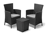 Allibert Balkonmöbelset, Rattan, Iowa Balcony, Grau, 3-teilige Set Balkonmöbel Rattan, platzsparend