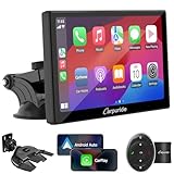 2024 Carpuride 9 Zoll mit Lenkradsteuerung, Tragbarem Carplay und Android Auto, 9-Zoll-1080P-IPS-HD-Touch-Car-Play-Bildschirm mit Mirror Link, Siri, Bluetooth-Audio, GPS