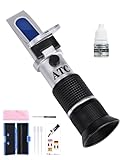 3 in 1 Honig Refraktometer mit ATC Imker Refraktometer Brix 58-92% Wassergehalt im Honig 12-27% Baume Be° 38-43° Refractometer Honig mit 72.2% Kalibrierlösung Handrefraktometer für Honig Sirup Melasse