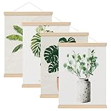 4 Stück Posterleiste 30 cm, Natürliches Holz N52 Magnetisch Posterschiene, A3 Poster Aufhängen, Bilderrahmen Leiste, Bilderleiste Posterhänger für Poster, Bilderrahmen Kunstwerk, Fotos, Drucke