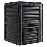 BBBuy 300 Liter Gartenkomposteimer aus BPA-freiem Material, einfache Montage, großes Fassungsvermögen, belüftet, Outdoor-Kompostbox, schnelle Schaffung von fruchtbarem Boden, leicht, schwarz
