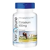 Fair & Pure Colostrum 400 mg, 120 Kapseln, mit 30% Immunglobulin G, Nahrungsergänzungsmittel ohne Magnesiumstearat, gluten- und fructosefrei, in Deutschland hergestellt