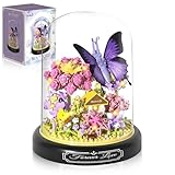 SPERMUOY Blumen Bausteine Set, Künstliche Blumen Bausatz DIY Bauspielzeugsets Bouquet Baustein mit Staubdichte Kuppel Und Sockel,Blumenstrauß bausteine Blume-n Insekten klemmbausteine