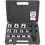 TECPO Locheisen Satz 14-teilig, Loch Stanzen 5-35mm Durchmesser Lochstanzer Henkellocheisen Werkzeug Set -Locheisenhalter mit ergonomischem Griff