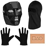 Balinco The Game Maske + Sturmhaube + schwarze Handschuhe + 1x Spielkarte für Halloween, Fasching & Karneval als Kostüm für Herren & Damen (Boss)