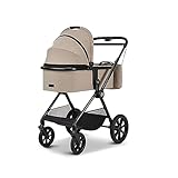 MOON 2 in 1 Kombi-Kinderwagen CLICC, Mud/Melange, mit Wanne und Sportwagen Sitz, bis 22 kg, faltbar mit Sportsitz, inkl. Wickeltasche, Fußsack, Regenschutz und Adapter, Kollektion 2024