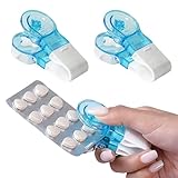 2 Stück Tablettenausdrücker,Tablettenteiler für Alle Tabletten,Klein Tragbare Pillendose,Pillenschneider Schneider,Pillenteiler Tablettenteiler,Schluckhilfe Tablettenschneider für Alle Tabletten