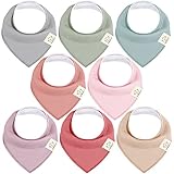 8 Stück Dreieckstuch Baby Junge, Mädchen - Unisex Bandana Lätzchen Baby, Super Absorbierende Halstuch Baby,Bio-Baumwolle Baby Lätzchen,Halstücher Baby für Säuglinge,Sabberlätzchen (Muted Pastel)