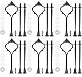 BetterJonny 6 Set Etageren Stangen Set, Etagere Bausatz Metallstangen Etagerenhalter Mittellochausstech 2 bis 3 Etage für Hochzeitstorte Tortenhalter Torten Etagere Tortenständer Schwarz