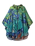 SaphiRose Unisex Regenponcho Regenmantel mit Kapuze für Erwachsene Frauen mit Taschen, Irisen, Einheitsgröße
