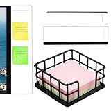 RETON 1 Stück Zettelbox, Metall Eisen Notizzettel Box 9x9 lose mit 2 Stück Computer Monitor Memoboard, Zettelkasten für Büro Schreibtisch Zubehör, Haftnotiz Organizer für Büro Arbeitsplatz und Zuhause