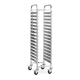 Royal Catering - Tablettwagen Abräumwagen (16 GN Einschübe, 80 mm Auflagenabstand, GN 1/1, 1/2, Feststellbremse, Edelstahl) Silber