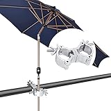 Balkonschirmklemme für runde und eckige Regenschirme | Wetterbeständig | Sonnenschirmhalter für Handlauf | Optimale Stabilität und Schatten | 2XL