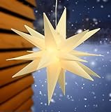 Spetebo Adventsstern zum Hängen für Außen mit 40 LED - 60 cm - Weihnachtsstern warm weiß beleuchtet mit Timer - Advent Weihnachten Deko Outdoor Beleuchtung kabelgebunden mit Netzteil