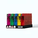 OKAEI Elektronische Einweg Feuerzeuge 50 Stück, Elektronische Piezo, Zündung, Einstellbare Flamme, Elektronik Feuerzeug, Nachfüllbar,