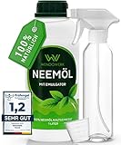 WENDOWERK® Neemöl [1000ml] - Inkl. Sprühflasche und Messbecher - Neemöl mit Emulgator zur direkten Anwendung - Niemöl zur natürlichen Pflanzenpflege für Indoor und Outdoor