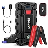 BRPOM Auto-Starthilfe 6000A 26800mAh 12V Autobatterie-Booster (für alle Benziner oder 10,0 l Diesel) Starthilfe mit QC3.0-Schnellladung Lange Standby-Zeit