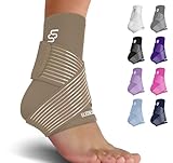 Sleeve Stars Sprunggelenkbandage - Plantarfasziitis & Achillessehnen Entlastung, Fußgelenk Bandage mit verstellbarem Riemen I Knöchelbandage I Fußbandage für rechts oder links I 1 Stück, Beige