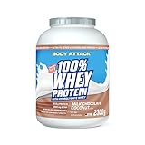 Body Attack 100% Whey Protein Milk Chocolate Coconut, 2,3 kg - Made in Germany - extra cremiges Eiweißpulver mit Hydrolysat und BCAA´s, unterstützt Muskelaufbau und Diäten, für Sportler & Athleten