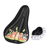 IFUDE Weicher Kinder-Fahrradsattel mit Gel-Sitzkissen, Stabil und Atmungsaktiv,Tiere Muster Größe 22x 15 cm für die meisten Kinderfahrräder, Dreiräder wasserdichte Abdeckung