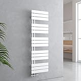 EMKE Badheizkörper Handtuchhalter 1320x400 mm, Handtuchheizkörper Seitenanschlusss Flach Handtuchwärmer Handtuchtrockner Heizkörper Bad Handtuchheizung Weiß 570W