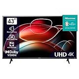 Hisense 43E6KT 108cm (43 Zoll) Fernseher, 4K UHD, Smart TV, HDR, Dolby Vision, Triple Tuner DVB-C/S/S2/T/T2, Frameless, WiFi, Bluetooth, Alexa Built-In, DTS Virtual X, Hotel Mode, Schwarz [2023]