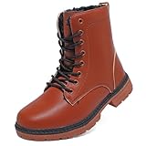 Topwolve Damen Stiefel Wasserdicht Kurzschaft Stiefeletten Frauen Winterstiefel Warm Gefüttert Schneestiefel,Braun(mit Gefüttert),36 EU