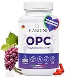 Bandini® OPC Traubenkernextrakt 200 Kapseln | Höchster OPC Gehalt nach HPLC |95% reines OPC je Kapsel aus italienischen Weintrauben |Höchster OPC Gehalt 1052mg EXTRAKT mit 999,4mg OPC + 24mg VITAMIN C