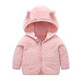 Minying Kapuzenjacke, Fleece, für Babys, Mädchen, Jungen, Herbst, Winter, Bär, Ohren, Hoodie, Mantel, Weste, dick, Plüsch, warm, günstige Kleidung, Weihnachtsgeschenk, 10 - Rosa, 74-80