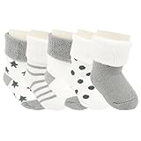 Ateid Baby Socken Frottee Gefüttert 5er-Pack Grau 0-6 Monate (Herstellgr. S)