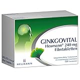 GINKGOVITAL Heumann® 240 mg Filmtabletten – Natürliche Unterstützung für Gedächtnis & Konzentration bei altersbedingt nachlassender Leistungsfähigkeit, mit Ginkgo-Biloba-Blätter-Trockenextrakt, 120 St