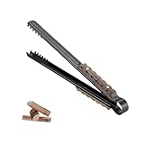 Campingmoon Lange Edelstahl Grillzange Grill und Kohlezange kaminzange Griff aus Palisanderholz Grill-Zubehör Aufhänge-Ösen 16-inch Length