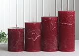 Rustik-Stumpenkerzen-Adventsset, mittel 6 cm Ø rubinrot-bordeaux, Unparfümiert
