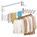 Altaudia Wandtrockner Ausziehbar 120cm Antioxidans – Unsichtbar und Klappbar mit 6 Aluminiumstangen, Ausziehbar 9.5–60 cm, Wandmontage innen Oder Außen, Einfache Montage.