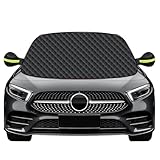Mengine Frontscheibenabdeckung, Auto Windschutzscheibe Abdeckung mit 9 Versteckten Magneten, Seitenflügel Spiegel & 2 Haken,Eisschutzfolien Frost Guard Fit für Autos und SUVs (Schwarz, 145 * 118cm)