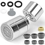 CONJURAIDE Wasserhahn Aufsatz, 360° Wasserhahnaufsatz M22 Drehbarer Wasserhahn Aufsatz Perlator Schwenkbar mit Adapter und Gummidichtung Strahlregler Filter Verlängerung für Trinkwasser Küche Bad