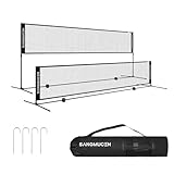 SANGMUCEN 3m Badminton Netz, Volleyballnetz Garten, höhenverstellbare Stangen, tragbares Set, leicht auf- und abbaubar Ideales Sportnetz für Tennis, Badminton oder Volleyball Schwarz TBN003H