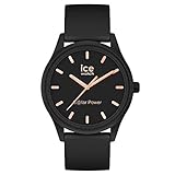 Ice-Watch - ICE solar power Black rose-gold - Schwarze Damenuhr mit Silikonarmband - 018476 (Small)