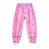 Dioshark Regenhose Mädchen wasserdichte Matschhose Kinder Regenlatzhose Sommer Einhorn Matsch und Buddelhose Pink Ungefüttert Ohne Träger Atmungsaktive Ungefüttert Outdoor Schule für Alter 5-6 Jahre